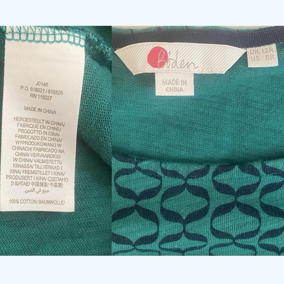 Boden Geometric Phoebe Jersey Pockets Green Blue Fit Flare Retro Mod US 8R - Picture 10 of 13